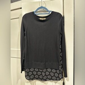 Loft Light Sweater Tunic Navy with Paisley Print Undershirt Size Small